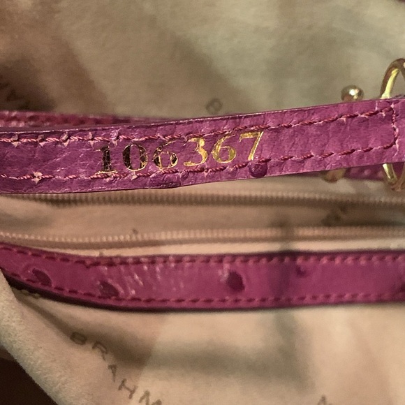 Brahmin Tori Tote Ostrich Fig Normandy Bag Purse Leather - Picture 14 of 16